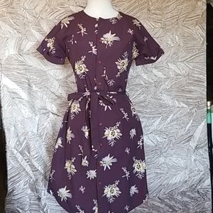 Nancy bird cotton dress purple
